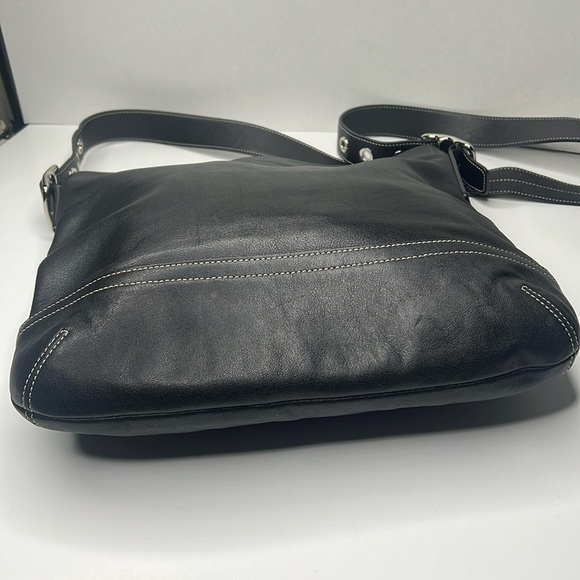 Coach Smooth Black Leather D06S-1414 Large Shoulder Crossbody Bag - Picture 7 of 12